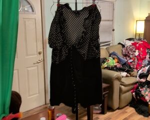 Torrid Black and White Polka Dot Blouse